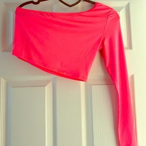 One-Sleeved Hot Pink Cropped Top